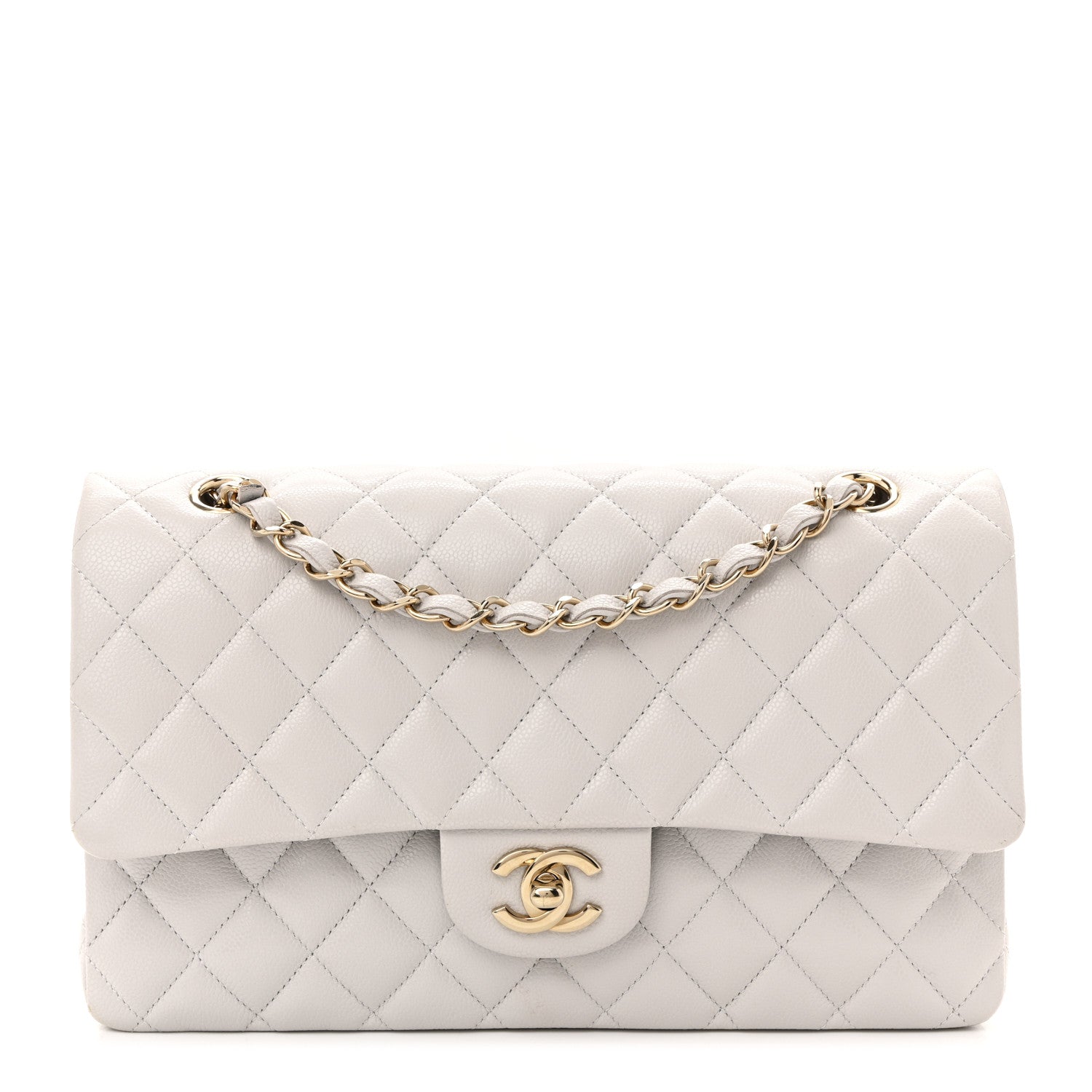 Chanel Caviar Quilted Medium Double Flap Light Grey 1 of 11