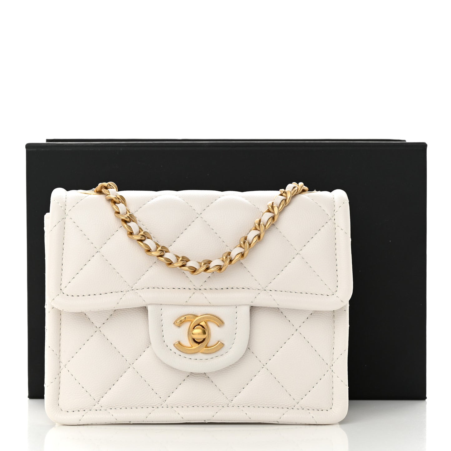 Caviar Quilted Mini Sweet Classic Flap White