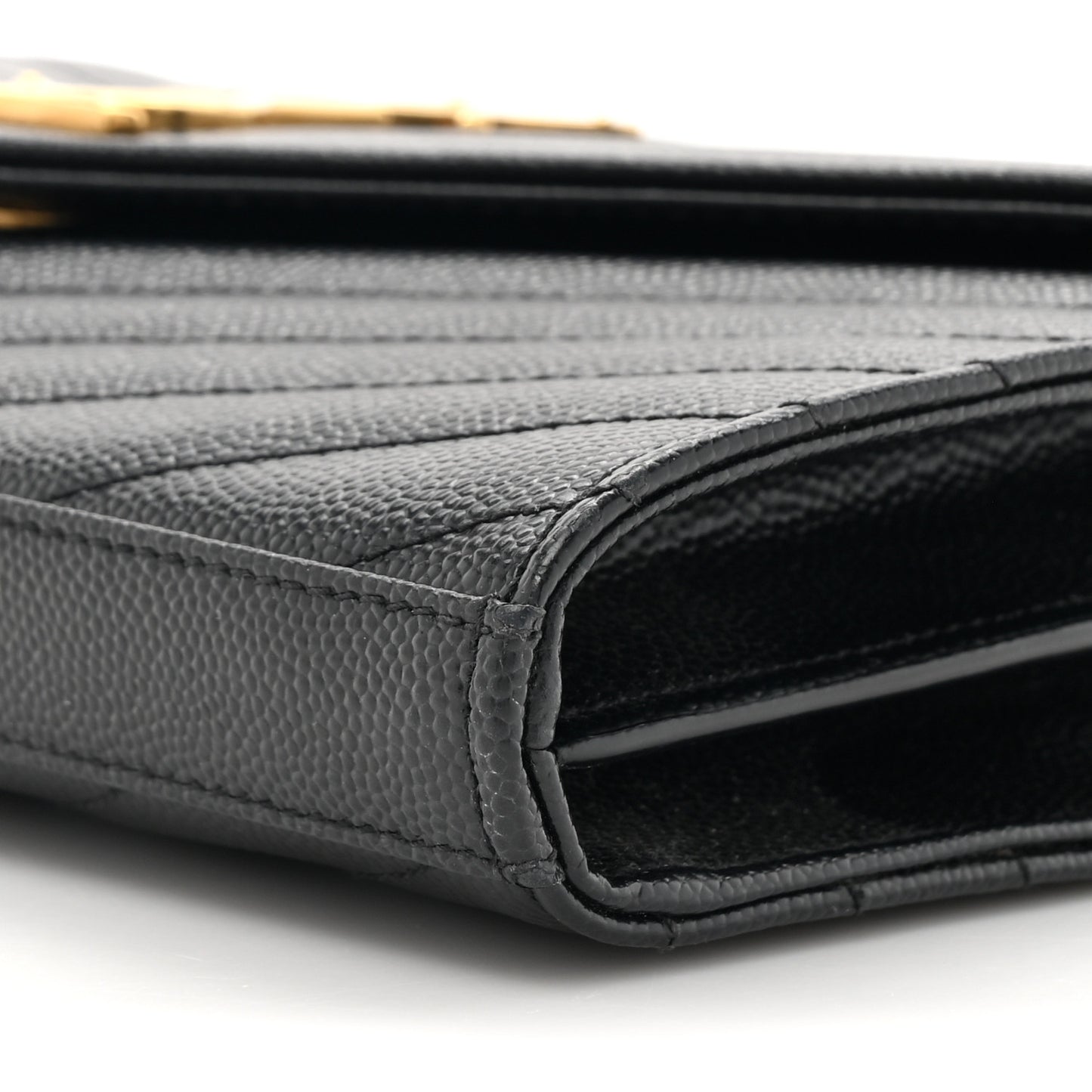 Grain De Poudre Matelasse Chevron Monogram Chain Wallet Black