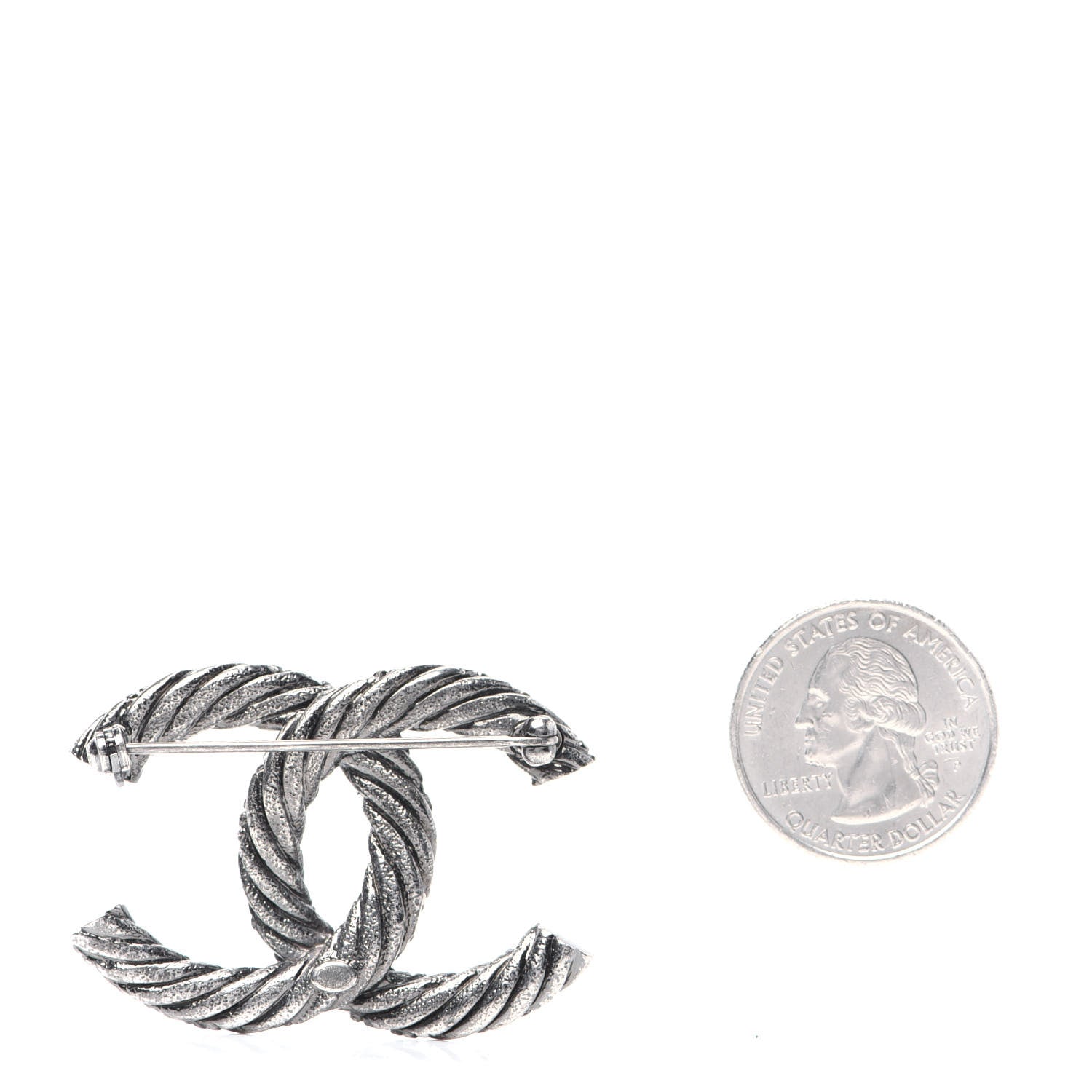 Chanel Crystal CC Brooch Silver 2 of 6