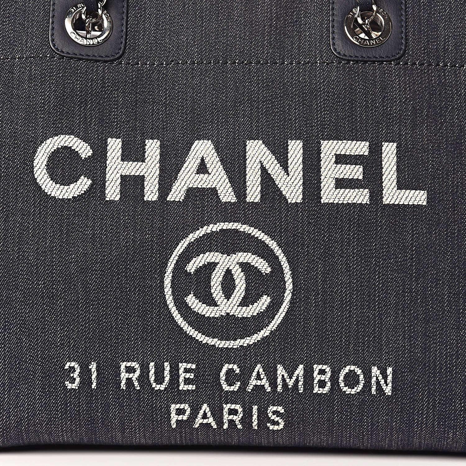 Chanel Denim Small Deauville Tote Dark Blue 10 of 10