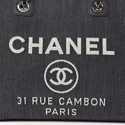 Chanel Denim Small Deauville Tote Dark Blue 10 of 10