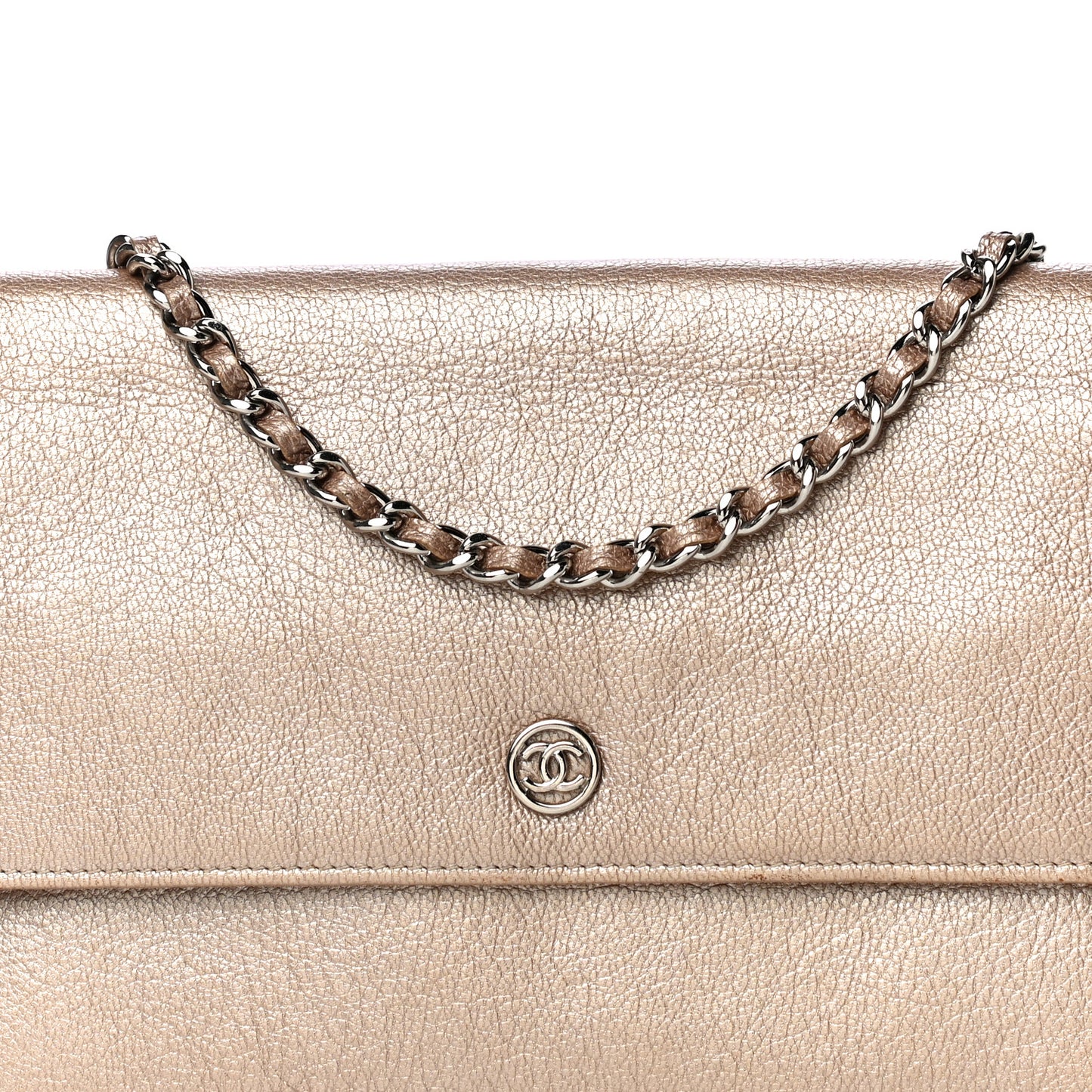 Metallic Goatskin Wallet On Chain WOC Gold