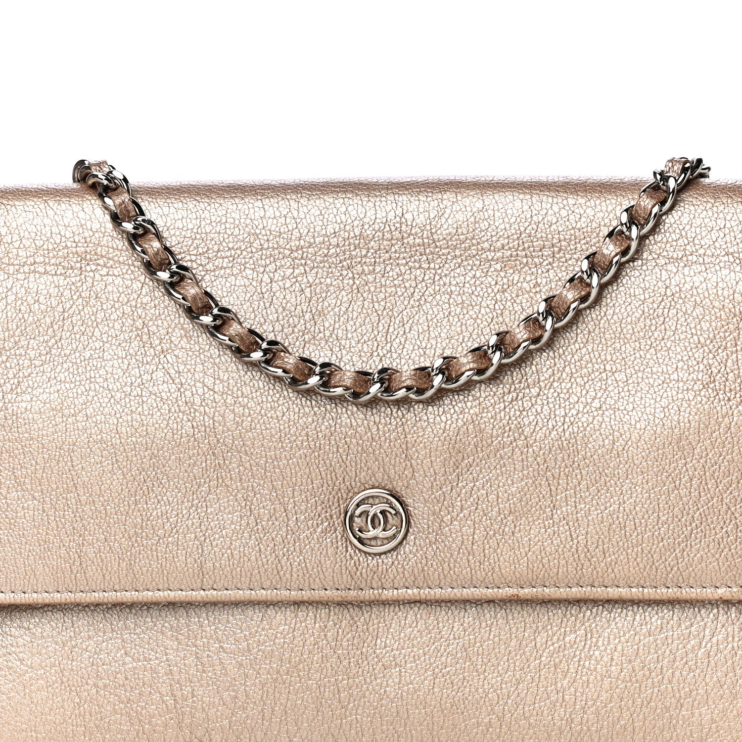 Chanel Metallic Goatskin Wallet On Chain WOC Gold 8 of 19