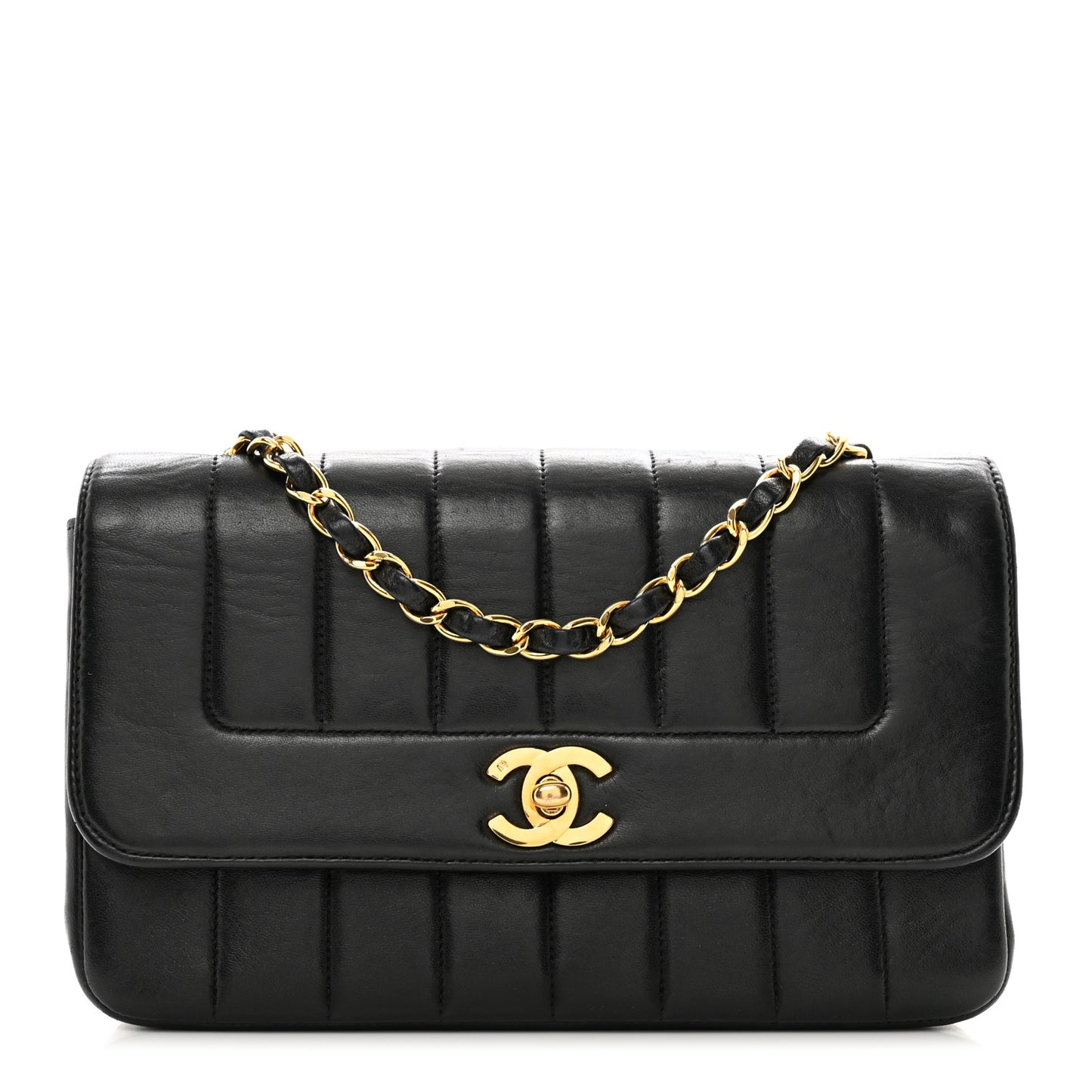 Lambskin Quilted Medium Mademoiselle Single Flap Black