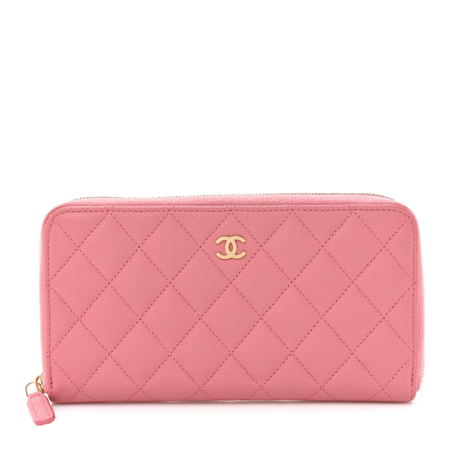 Chanel Caviar Quilted Large Gusset Zip Around Wallet Pink 1 of 19