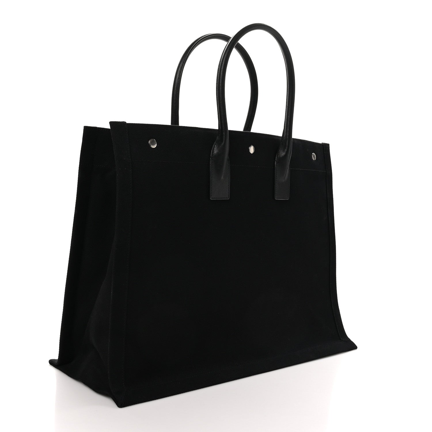 Saint Laurent Linen Calfskin Rive Gauche Tote Black 3 of 10