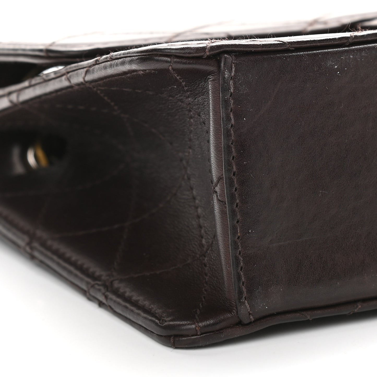 Lambskin Quilted Small Single Flap Brown