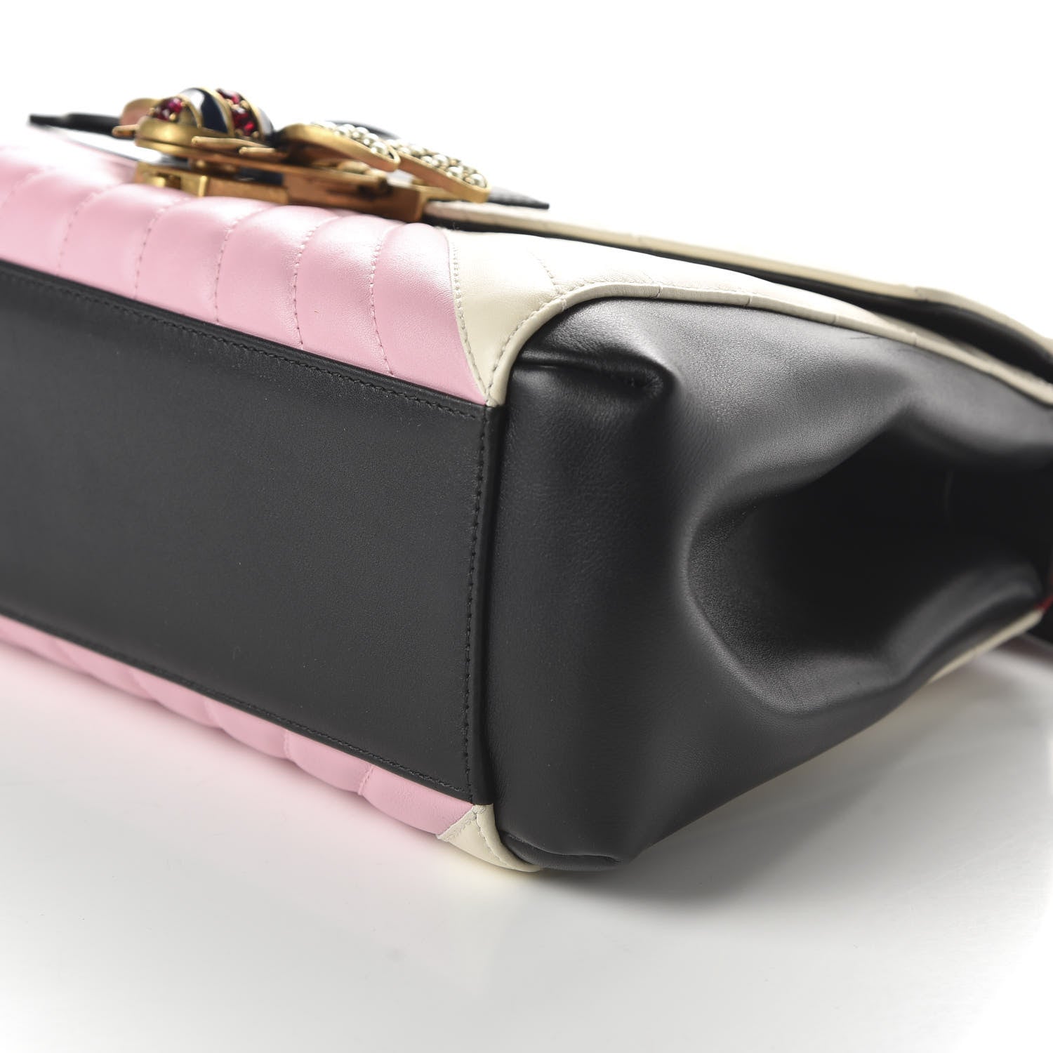 Gucci Calfskin Bamboo Trapuntata Queen Margaret Top Handle Bag Blue Agata Hibiscus Red Mystic White Sugar Pink 14 of 22