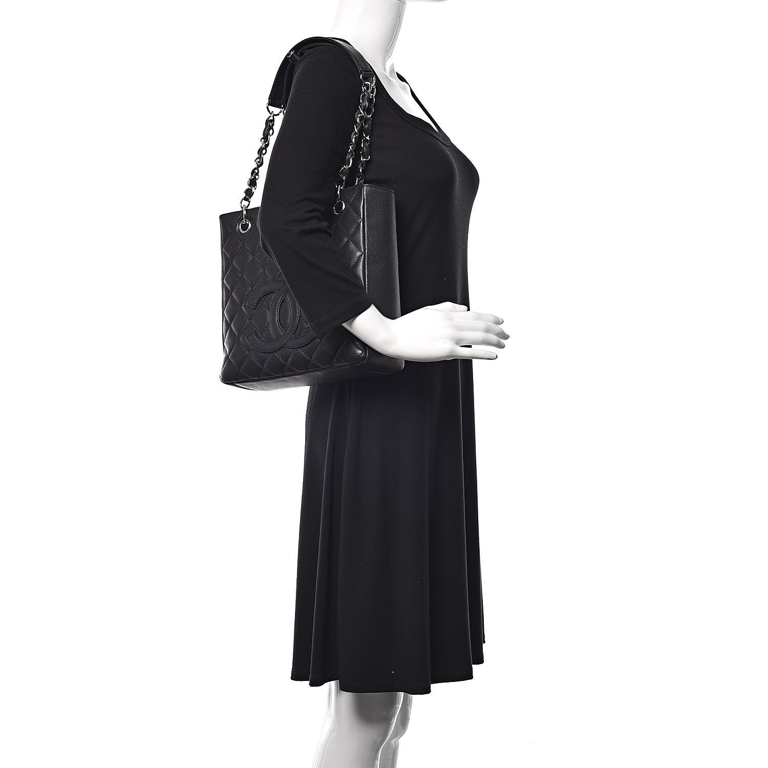 Chanel Caviar Quilted Petit Shopping Tote PST Black 2 of 11