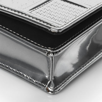 Christian Dior Metallic Patent Micro-Cannage Diorama Wallet on Chain Pouch Silver 9 of 9