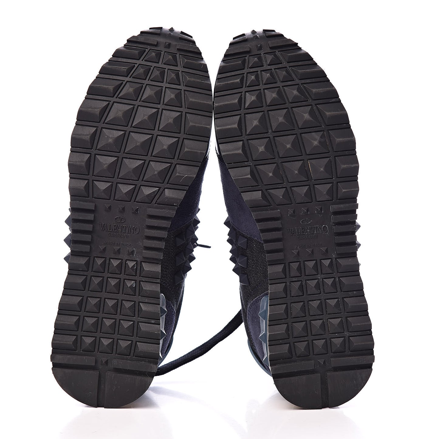 Denim Calfskin Suede Rockstud Sneakers 35.5 Deep Denim