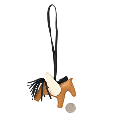 Hermes Milo Lambskin Grigri Rodeo Pegase Horse Bag Charm PM Sesame Black Nata 2 of 5