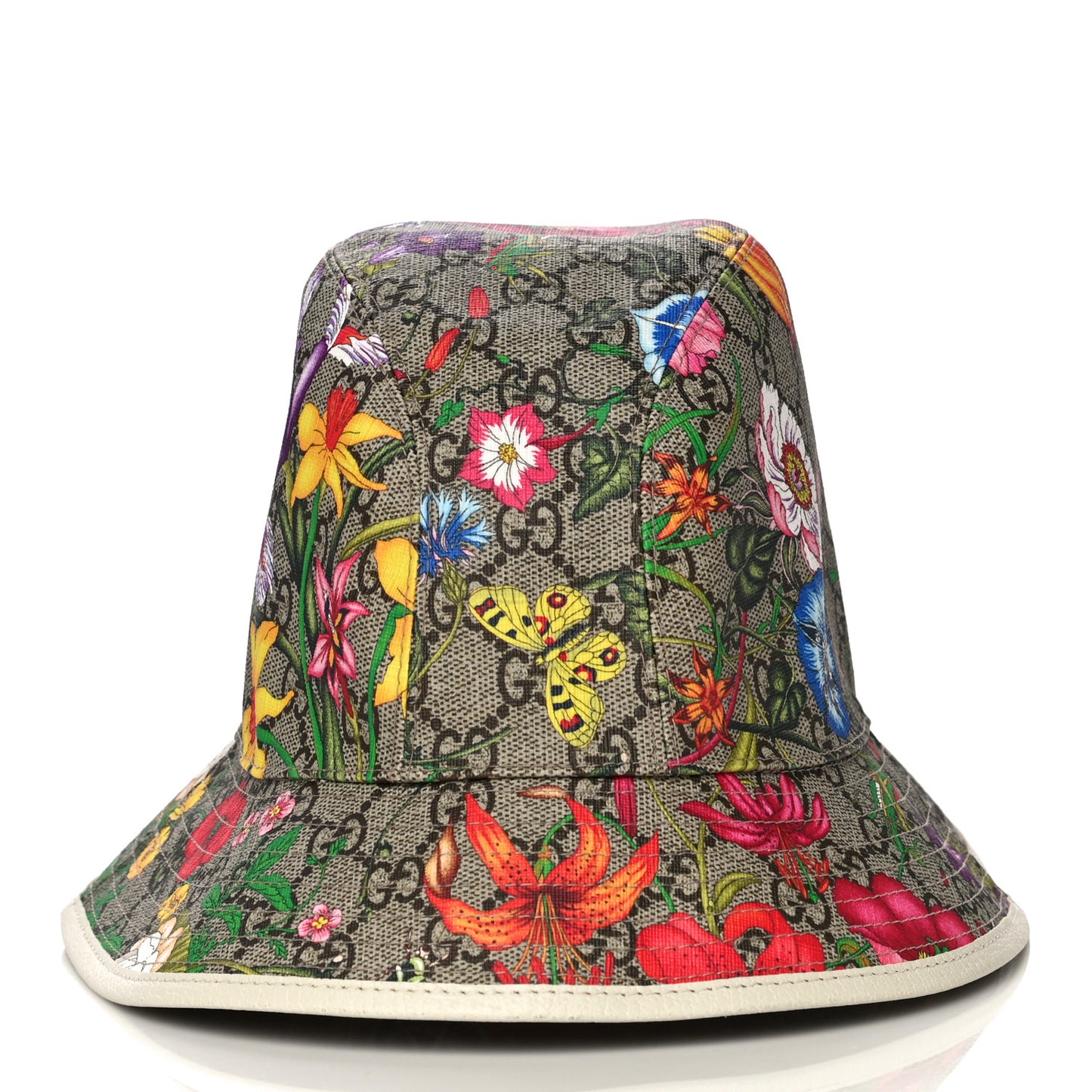 GG Supreme Monogram Flora Fedora Hat S White