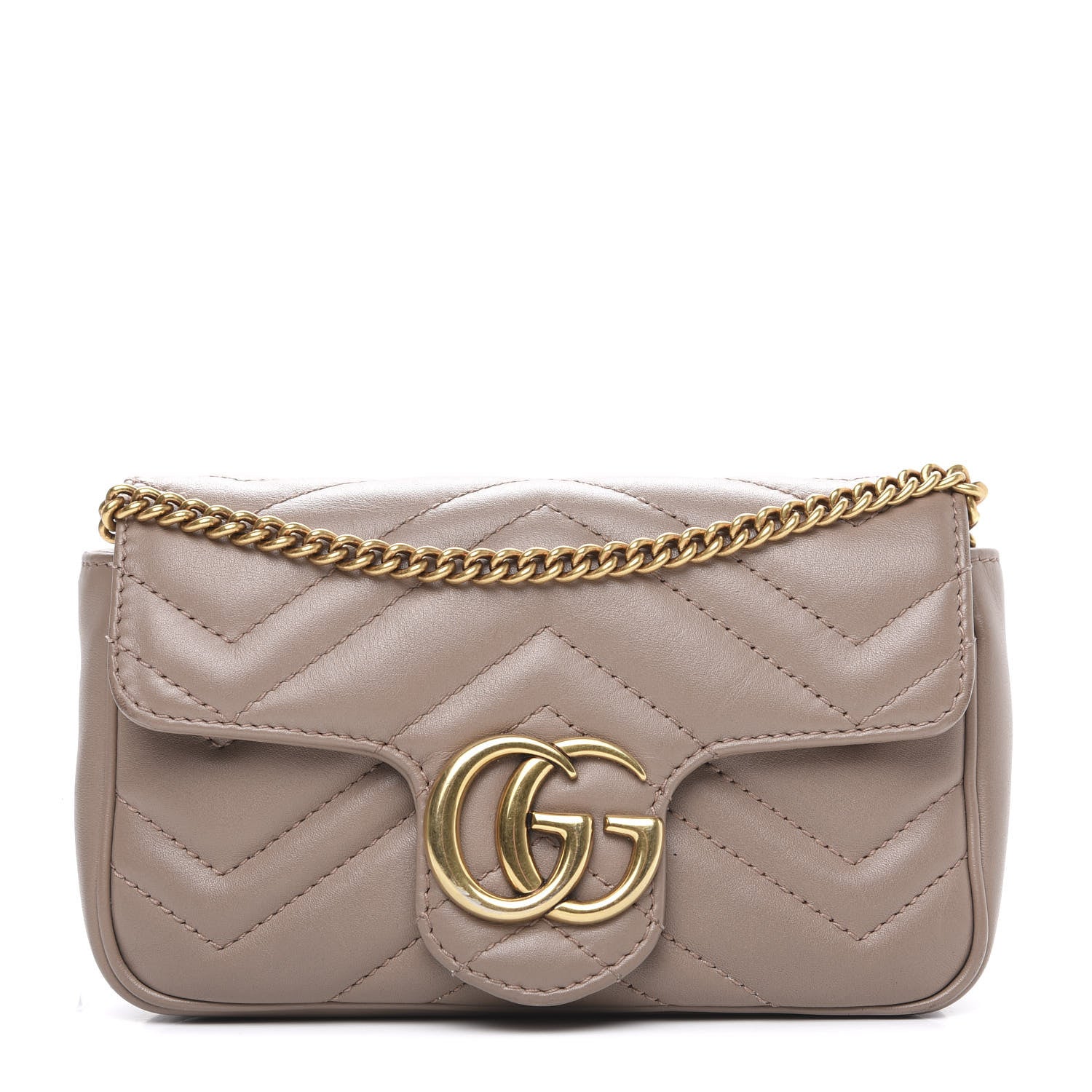 Gucci Calfskin Matelasse Super Mini GG Marmont Shoulder Bag Porcelain Rose 1 of 14