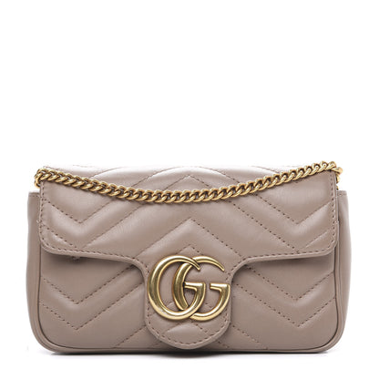 Gucci Calfskin Matelasse Super Mini GG Marmont Shoulder Bag Porcelain Rose 1 of 14