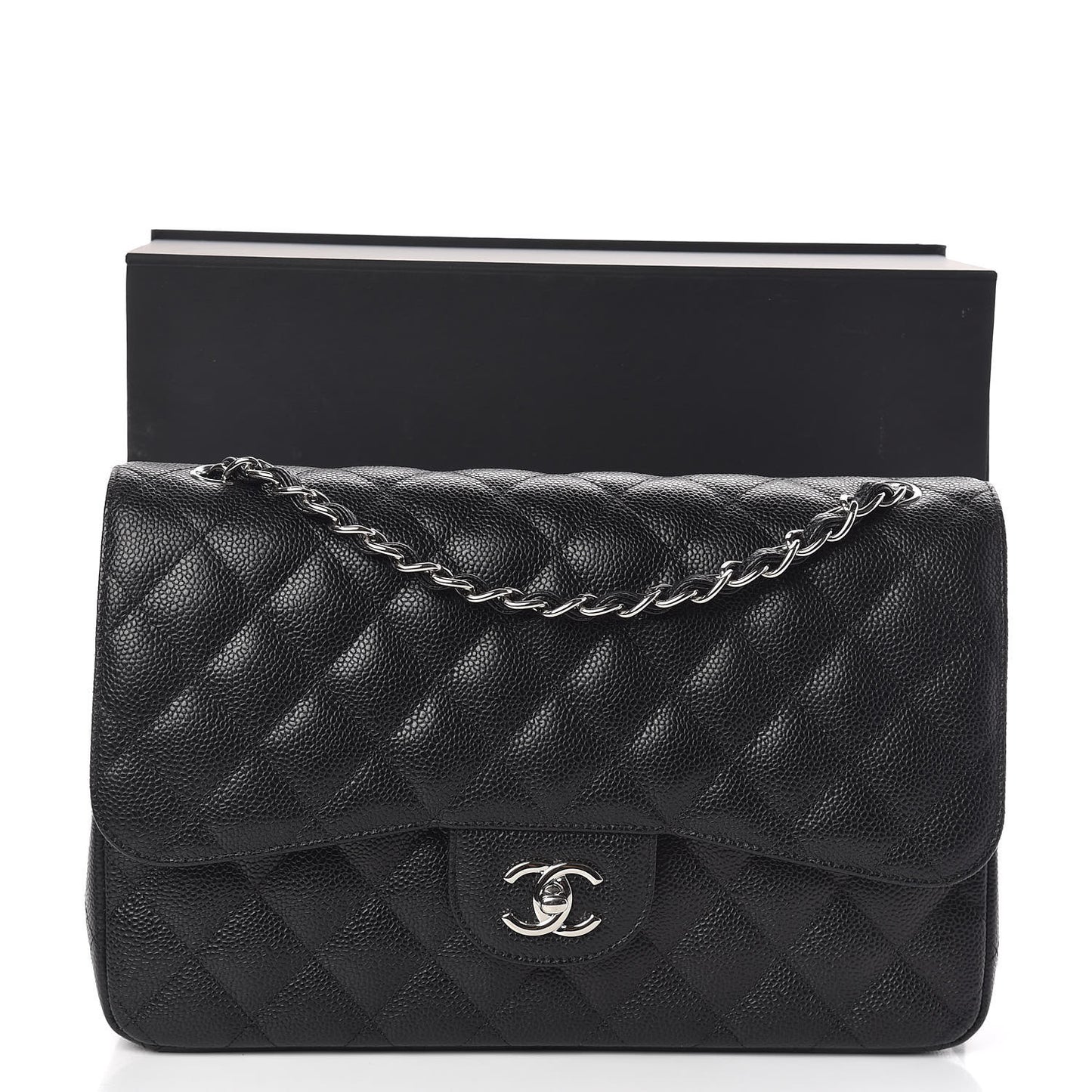 Caviar Quilted Jumbo Double Flap Black