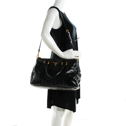 Prada Glace Calf Double Zip Tote Nero Black 2 of 8
