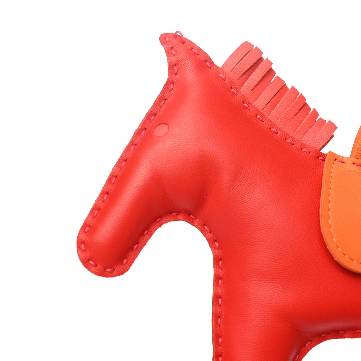 Hermes Milo Lambskin Grigri Rodeo Horse Bag Charm GM Rouge Rose Indien Jaipur Feu 4 of 4