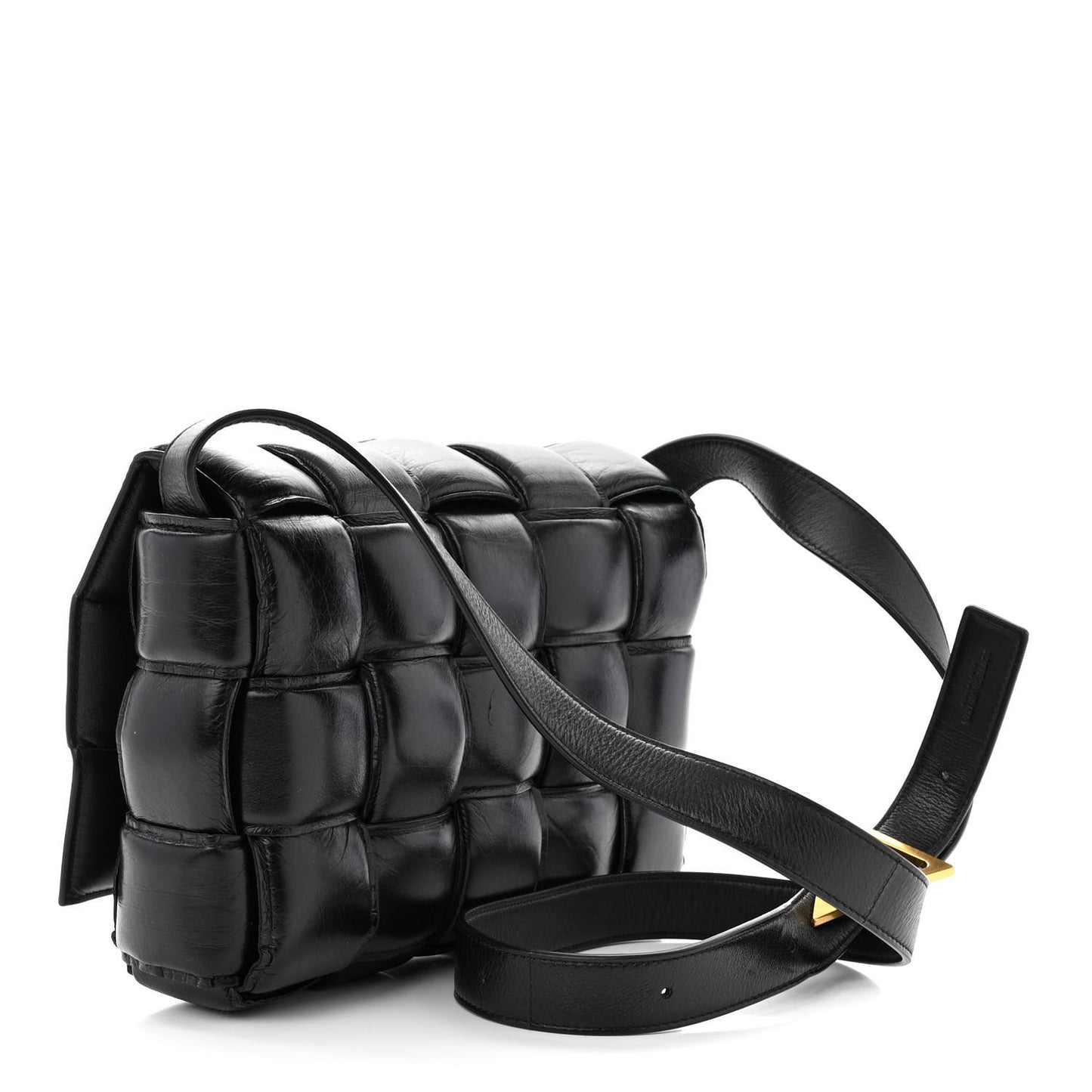 Nappa Maxi Intreccio Padded Cassette Crossbody Bag Black
