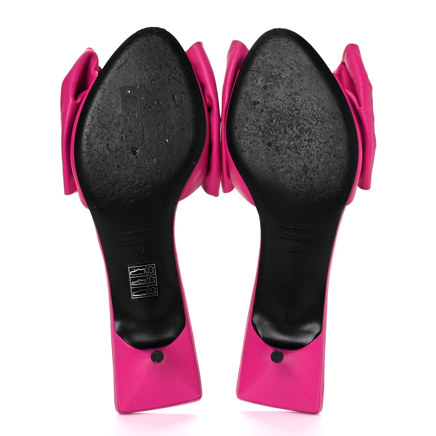 Soft Nappa Square Knife Bow Mule Sandals 39 Magenta Pink