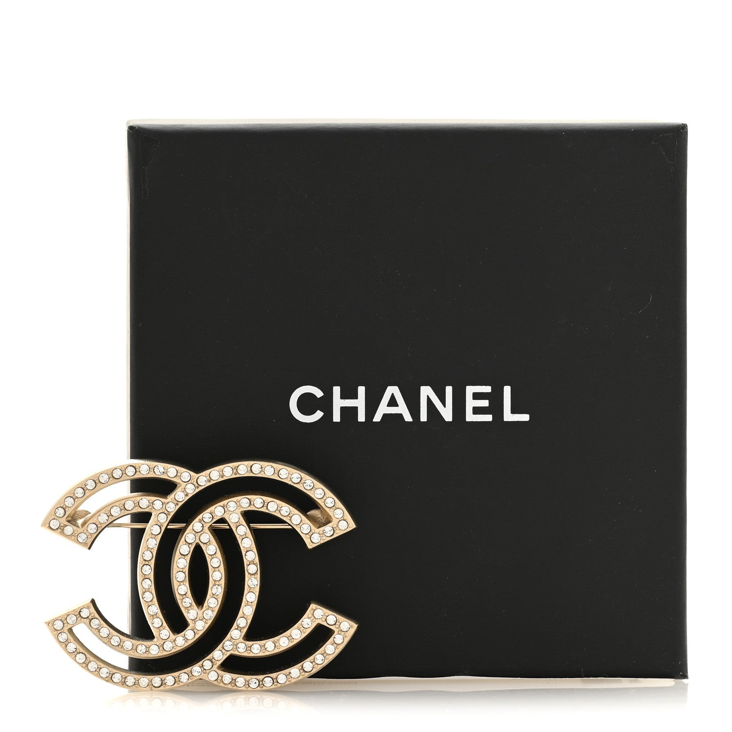 Chanel Crystal CC Brooch Light Gold 4 of 4