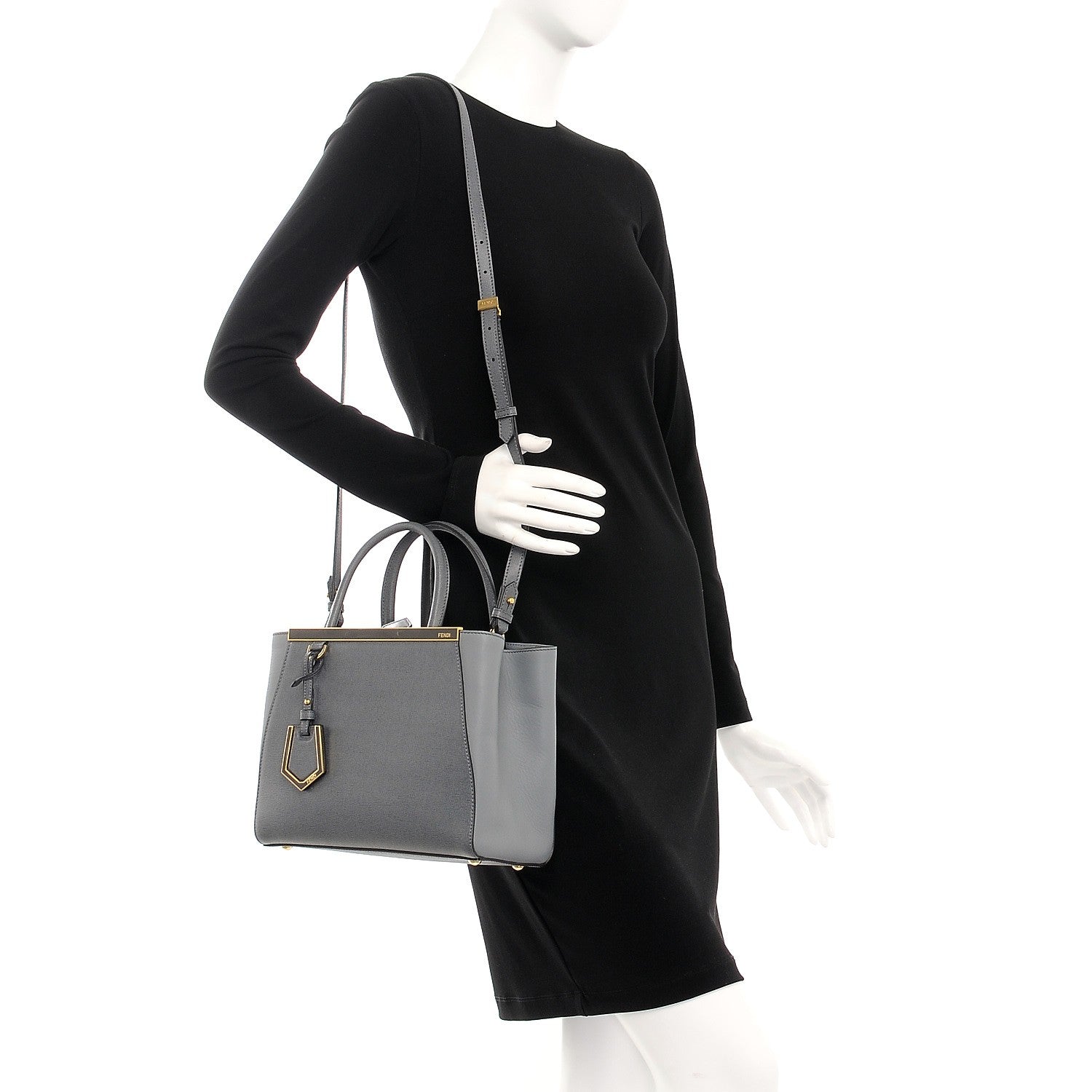 Fendi Vitello Elite Petite 2Jours Tote Grigio Grigio Chiaro 3 of 8