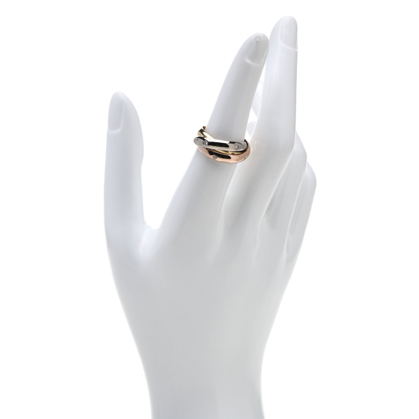 18K Pink Yellow White Gold Diamond Trinity Ring 53 6.25