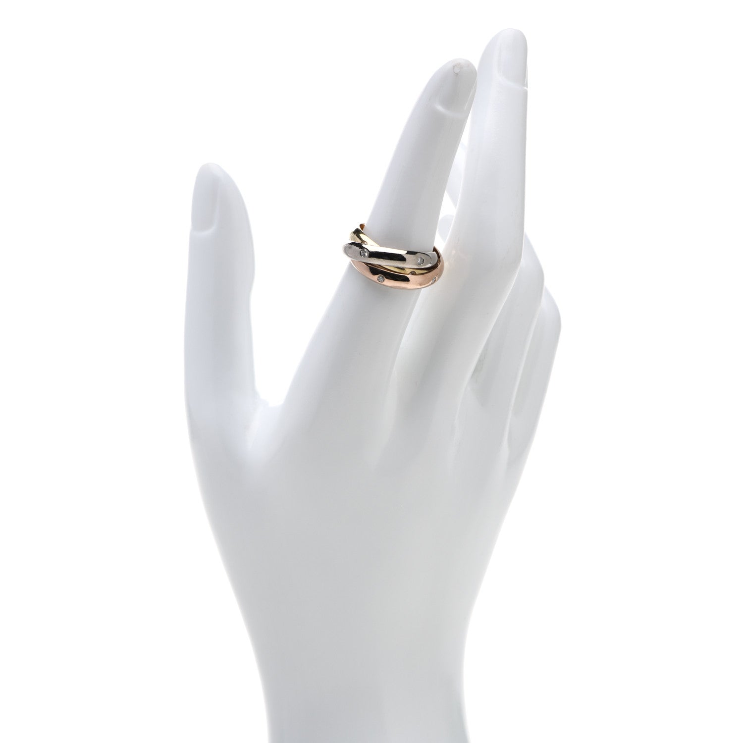 Cartier 18K Pink Yellow White Gold Diamond Trinity Ring 53 6.25 2 of 6