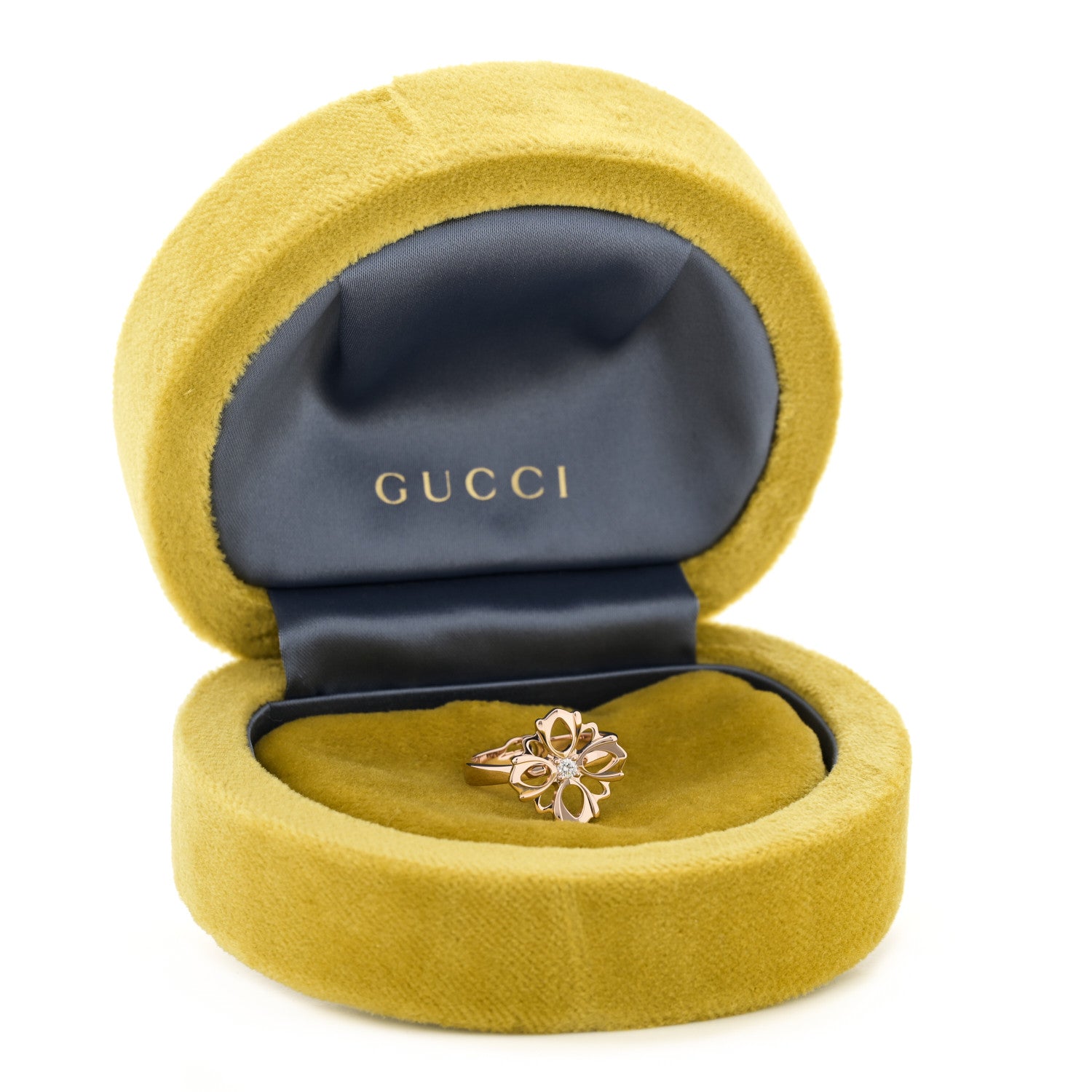 Gucci 18K Rose Gold Diamond Flora Ring 54 6.75 6 of 6