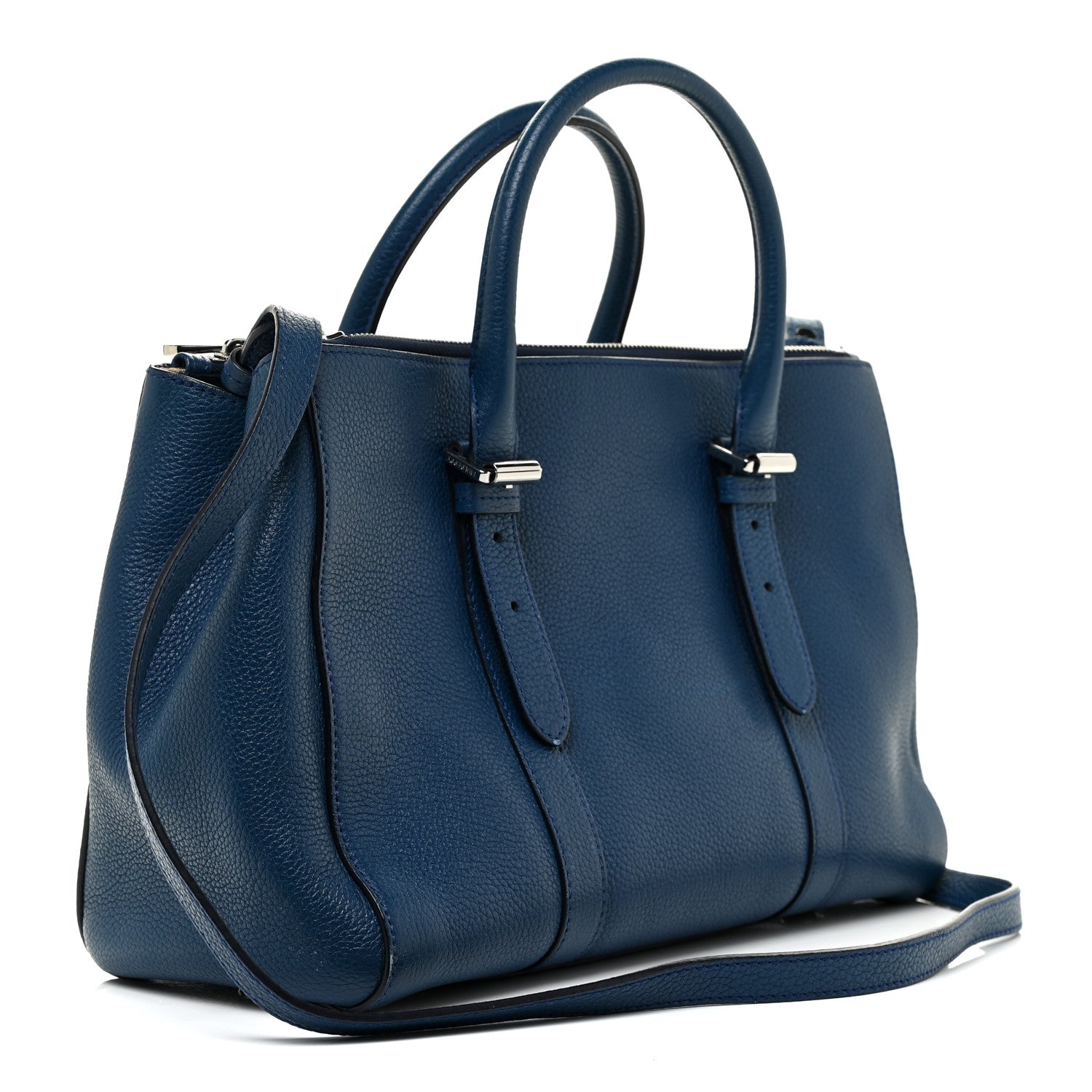 Mulberry Small Classic Grain Calfskin Bayswater Double Zip Tote Blue 2 of 16