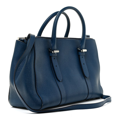 Mulberry Small Classic Grain Calfskin Bayswater Double Zip Tote Blue 2 of 16