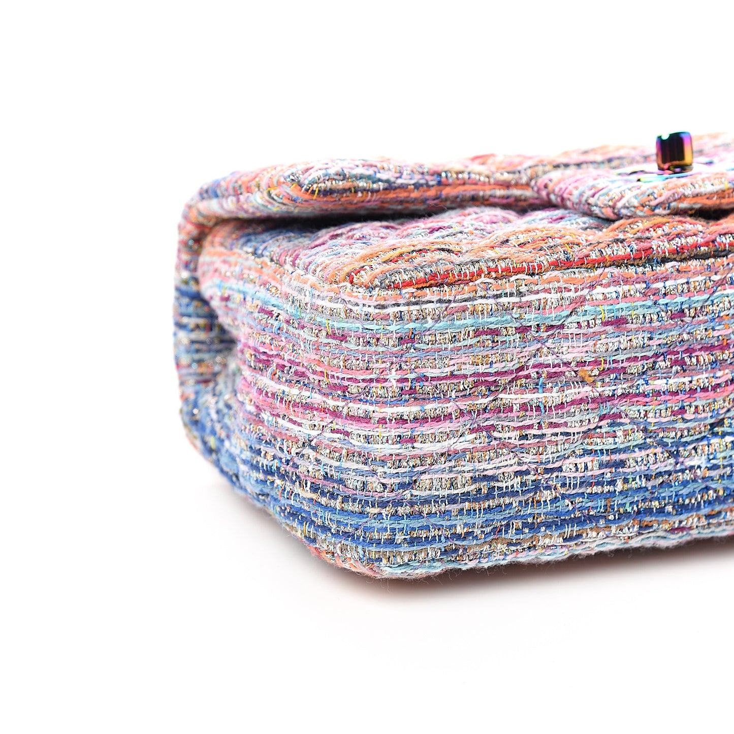 Tweed Quilted Mini Rectangular Flap Blue Pink Orange