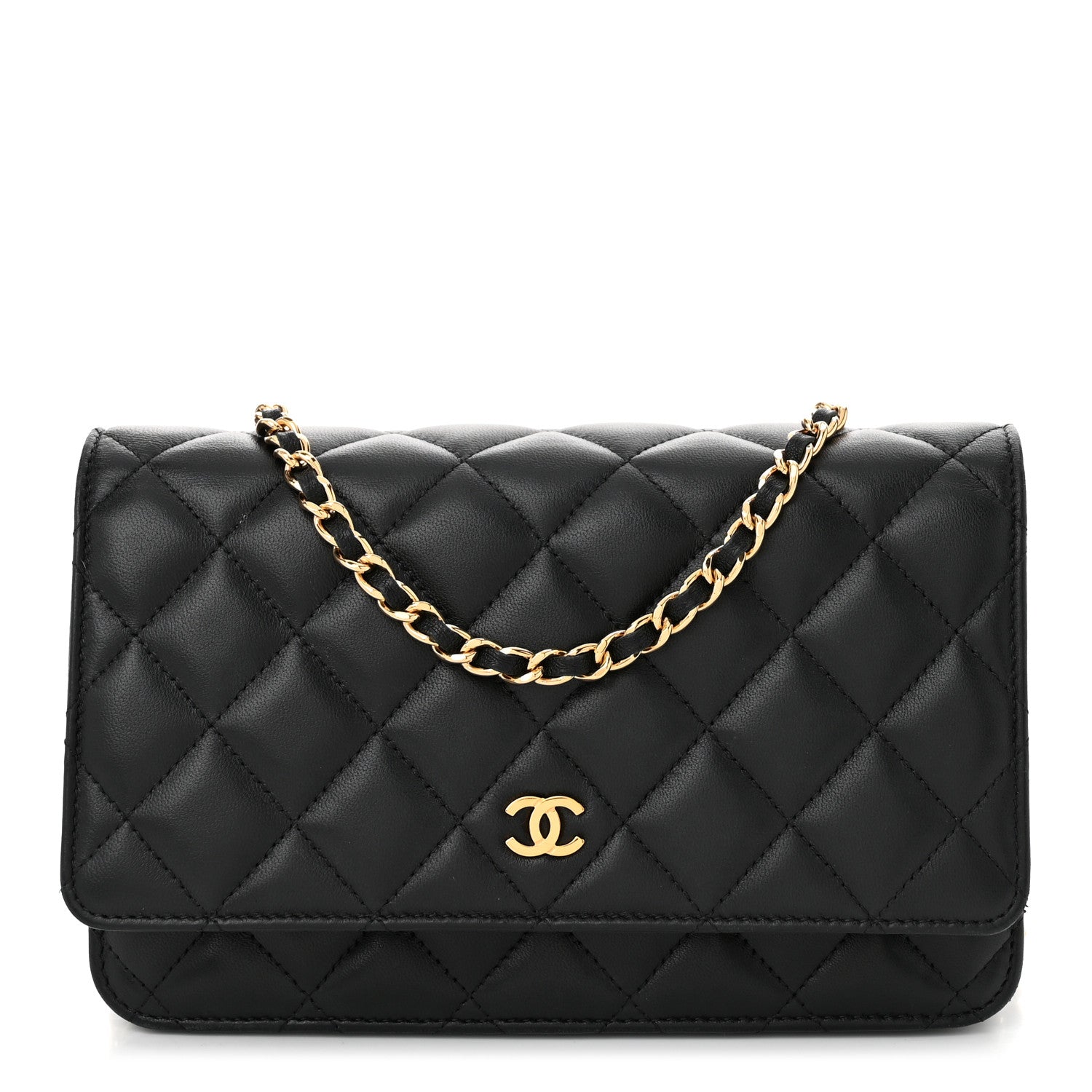 Chanel Lambskin Quilted Wallet On Chain WOC Black 1 of 11