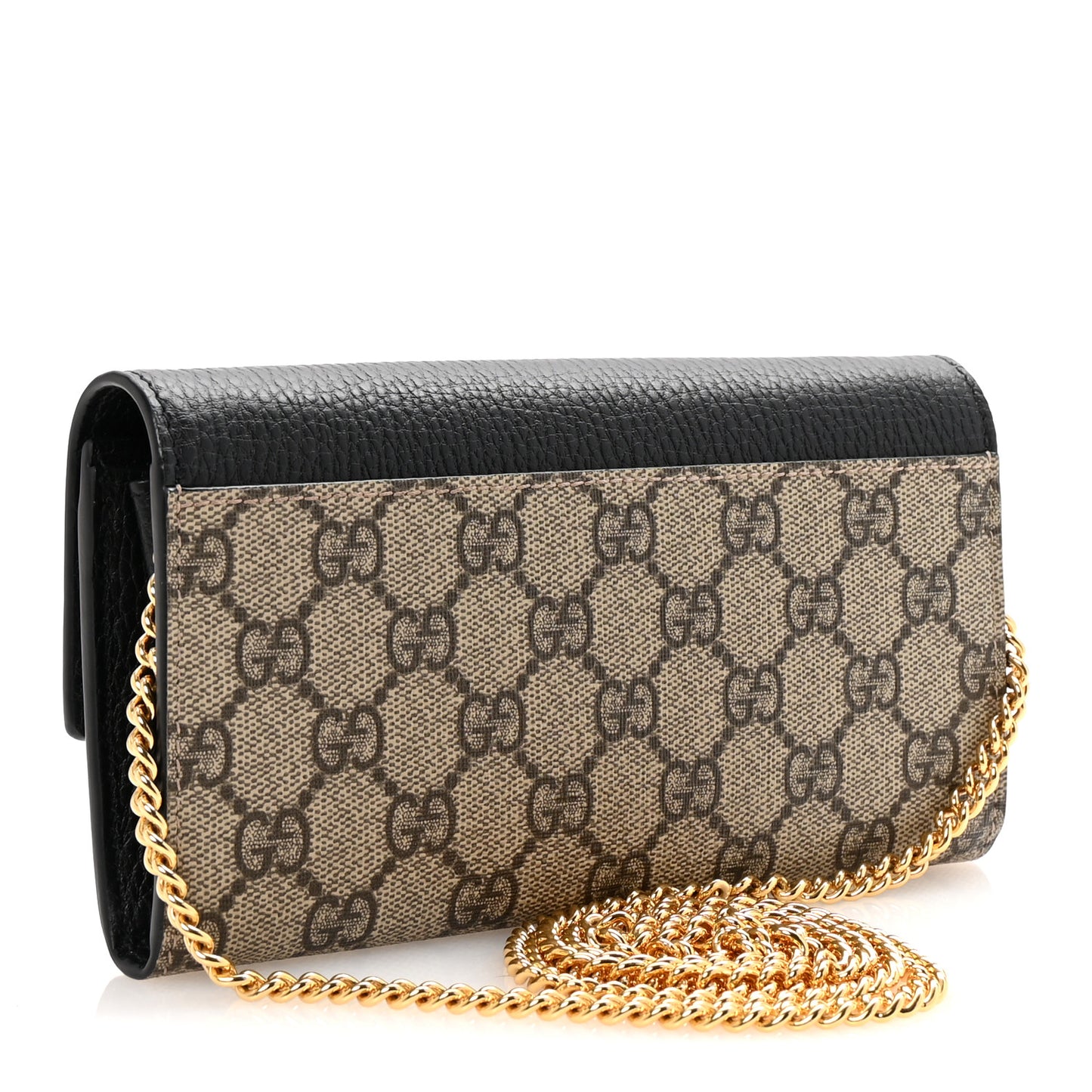 Dollar Calfskin GG Supreme Monogram Petite GG Marmont Wallet Chain Bag Black Beige Ebony