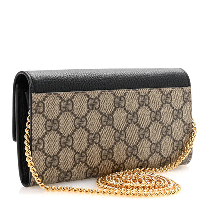 Gucci Dollar Calfskin GG Supreme Monogram Petite GG Marmont Wallet Chain Bag Black Beige Ebony 3 of 11