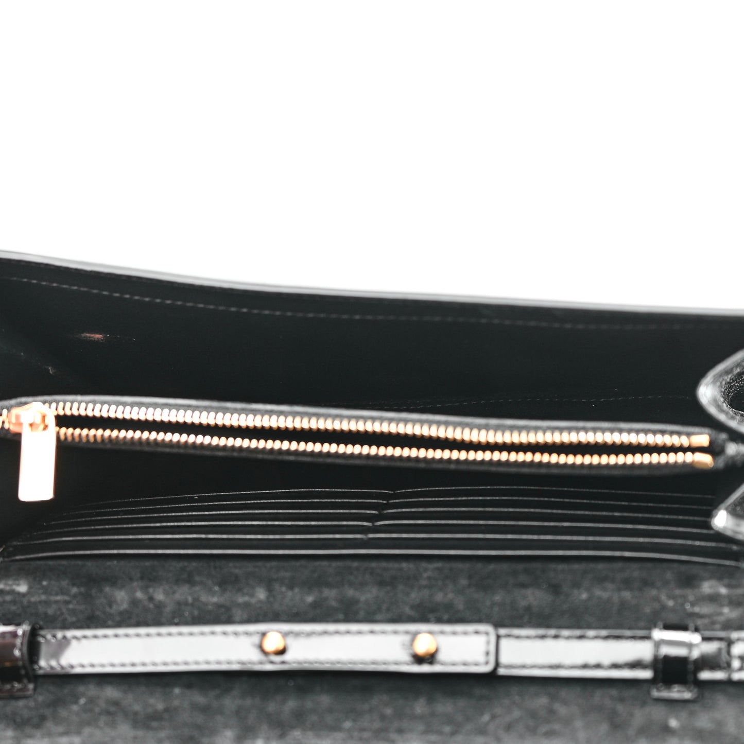 Patent Calfskin Monogram Kate Wallet On Chain Black