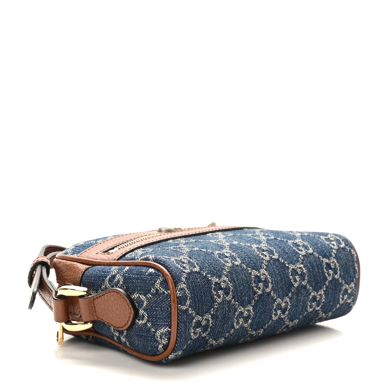 Gucci New Denim GG Monogram Dollar Calfskin Mini Ophidia Shoulder Bag Blue Tea Cuir Epilog 4 of 9