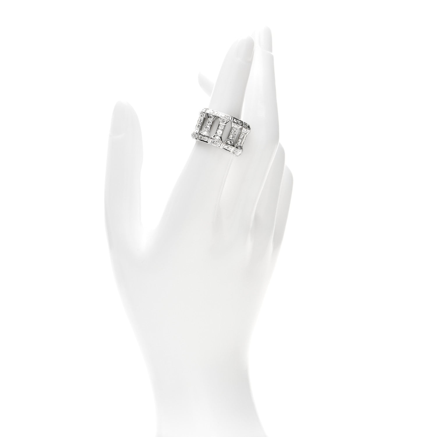 Cartier 18K White Gold Diamond Anthalia Ring 54 7 2 of 5