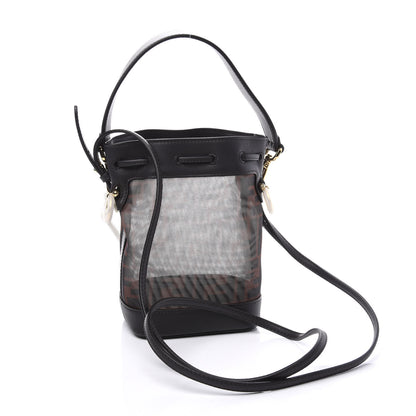 Fendi Mesh Vitello Grace F is FF 1974 Mini Mon Tresor Bucket Bag Marrone Black Ebano 2 of 12