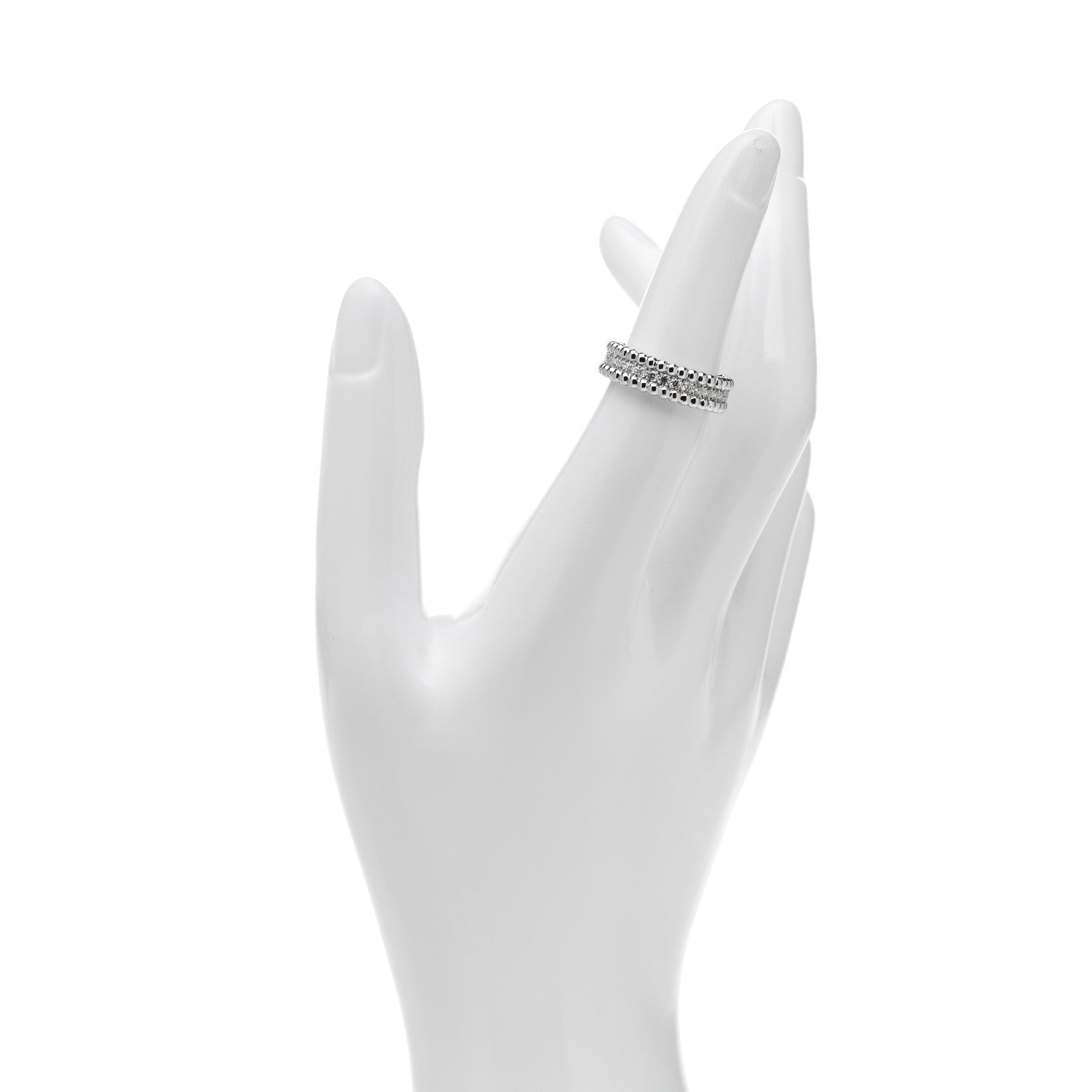 Van Cleef & Arpels 18K White Gold Diamond Perlee 1 Row Ring 51 5.75 2 of 6