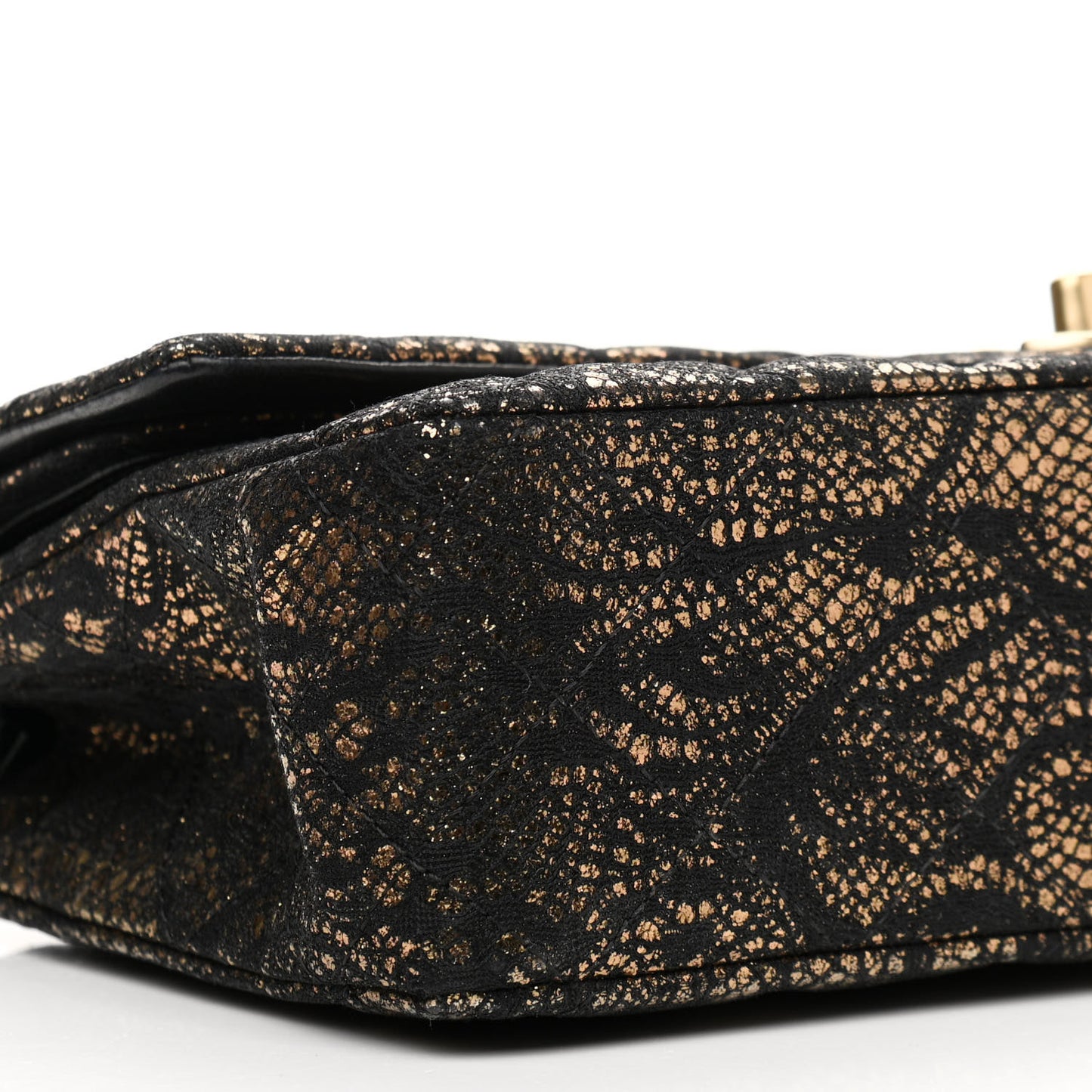 Lace Metallic Goatskin Medium Double Flap Gold