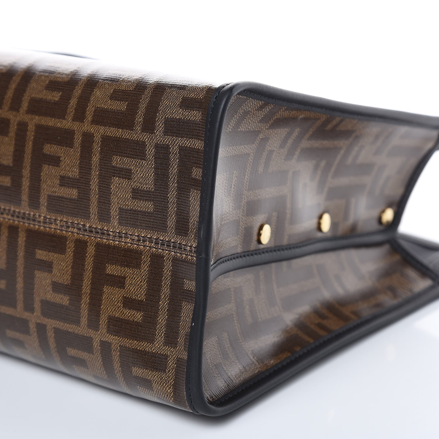 Fendi Glazed Fabric Vitello Century FF 1974 Stamp Patch Medium Peekaboo Defender Cover Mogano Panna Black 9 of 10