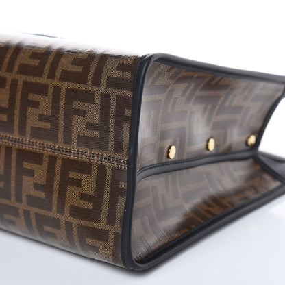 Fendi Glazed Fabric Vitello Century FF 1974 Stamp Patch Medium Peekaboo Defender Cover Mogano Panna Black 9 of 10