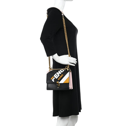 Fendi X FILA Vitello Liberty Mania Bi-Color FF 1974 Embossed Small Kan I Shoulder Bag Black 2 of 11