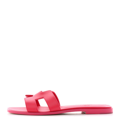Hermes Box Calfskin Oran Sandals 39 Rose Boise 1 of 17