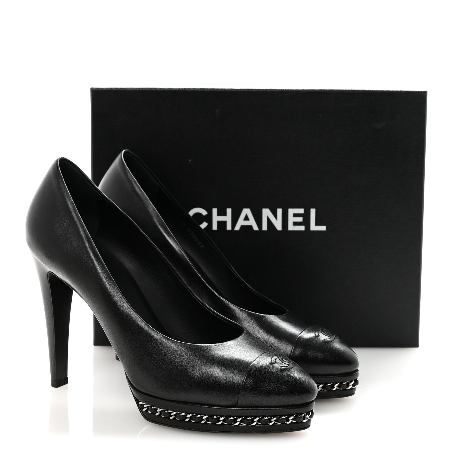 Chanel Lambskin CC Cap Toe Platform Chain Pumps 40 Black 20 of 20