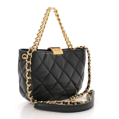 Chanel Lambskin Quilted Small Chain Hobo Black 3 of 10