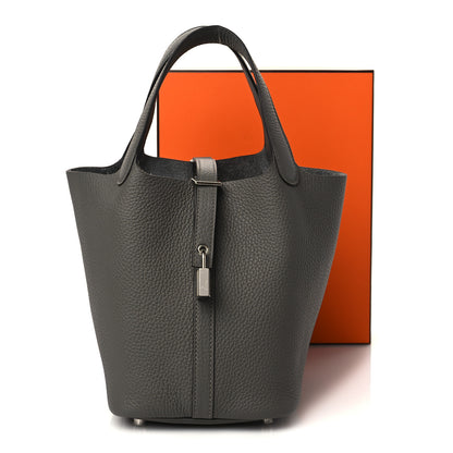 Hermes Taurillon Clemence Picotin Lock 18 PM Gris Meyer 10 of 10