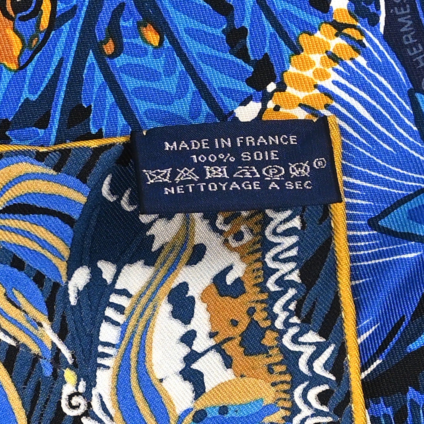 Silk Wild Singapore Scarf 90 Bleu Roy Gold Marine
